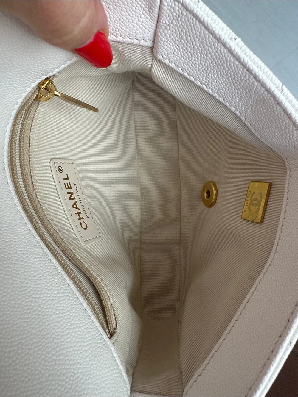 White Chanel Mini Gold Flap Bag